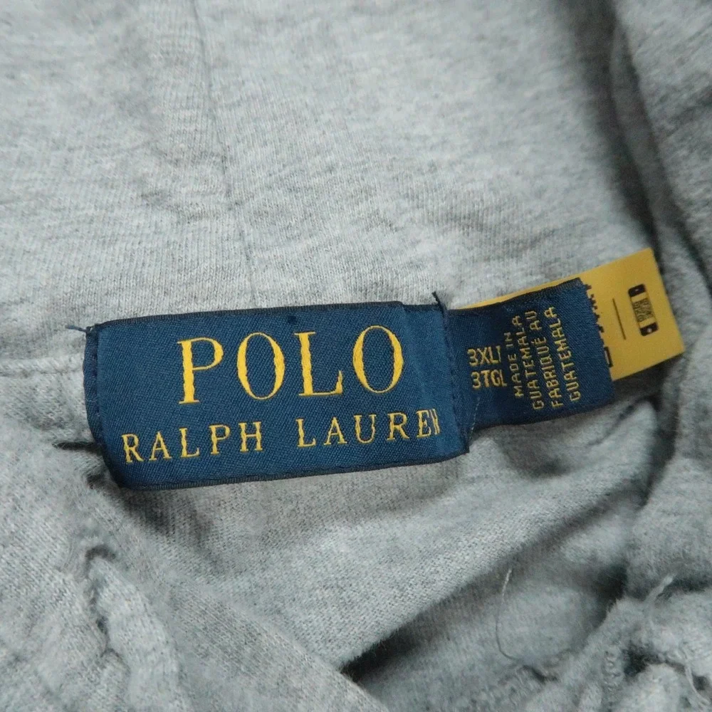 Polo Ralph Lauren Hoodie Mens 3XL Tall Gray Bear Long Sleeve Pullover 3XLT *